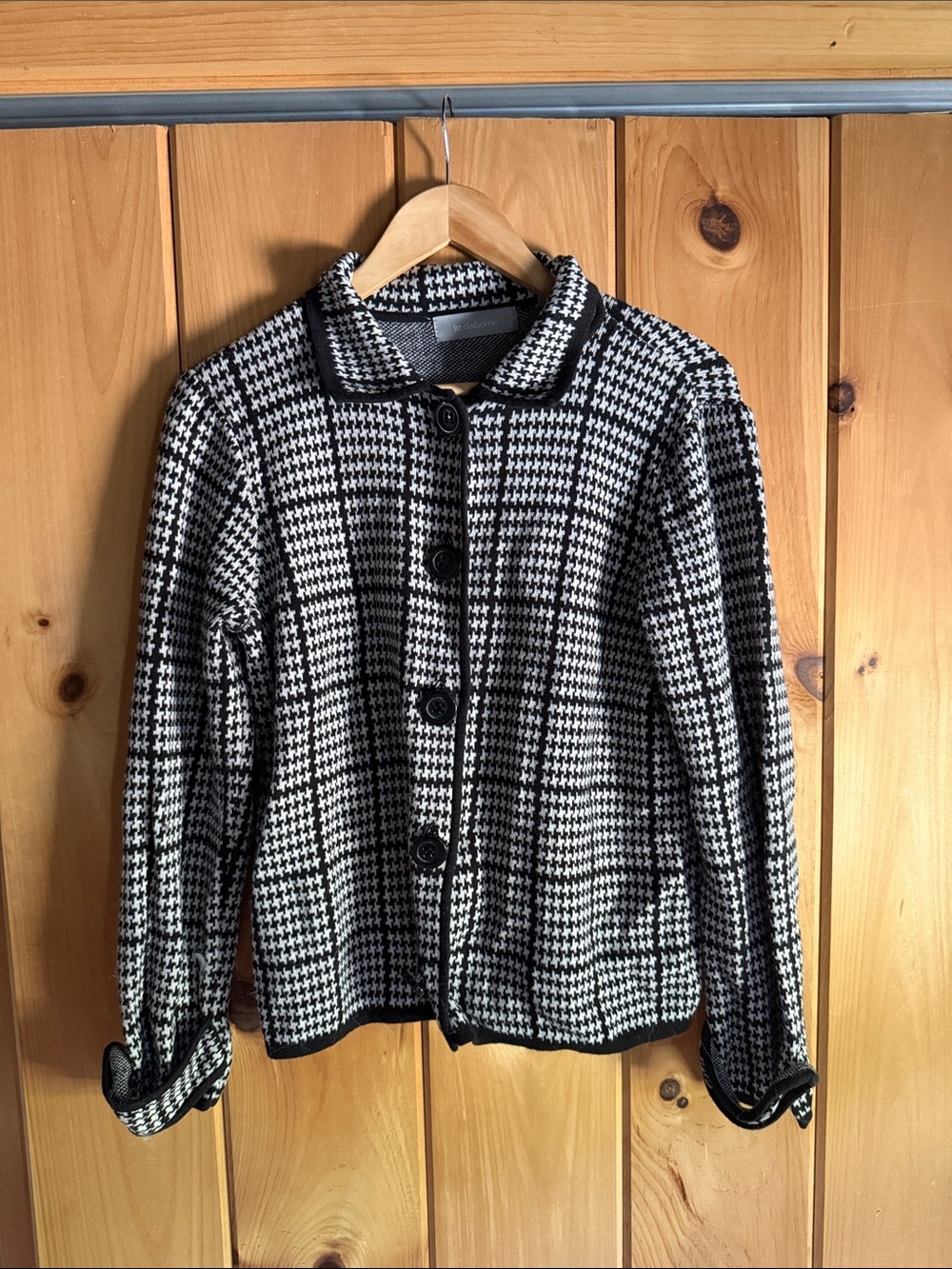 Liz Claiborne Black and White Houndstooth Blazer